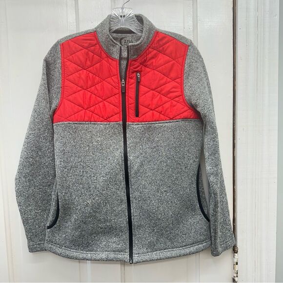 Zyia Active zip up jacket red heather grey women's medium - Picture 2 of 5